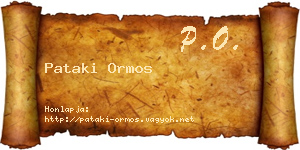 Pataki Ormos névjegykártya